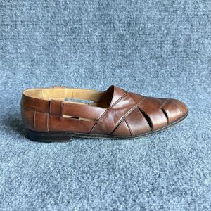 Vintage Brassboot Spain Men’s 10 Brown Leather Woven Fisherman Dress Shoes